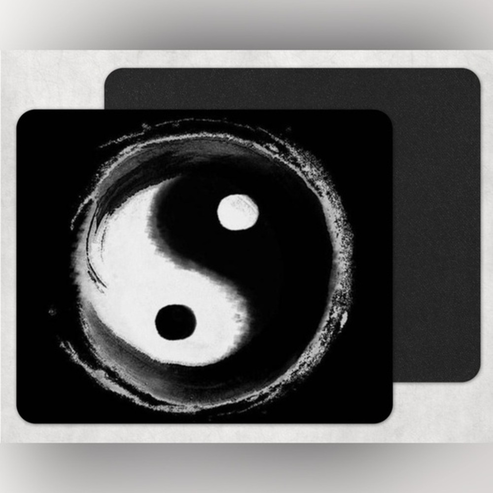 Black Yin Yang Mouse Pad